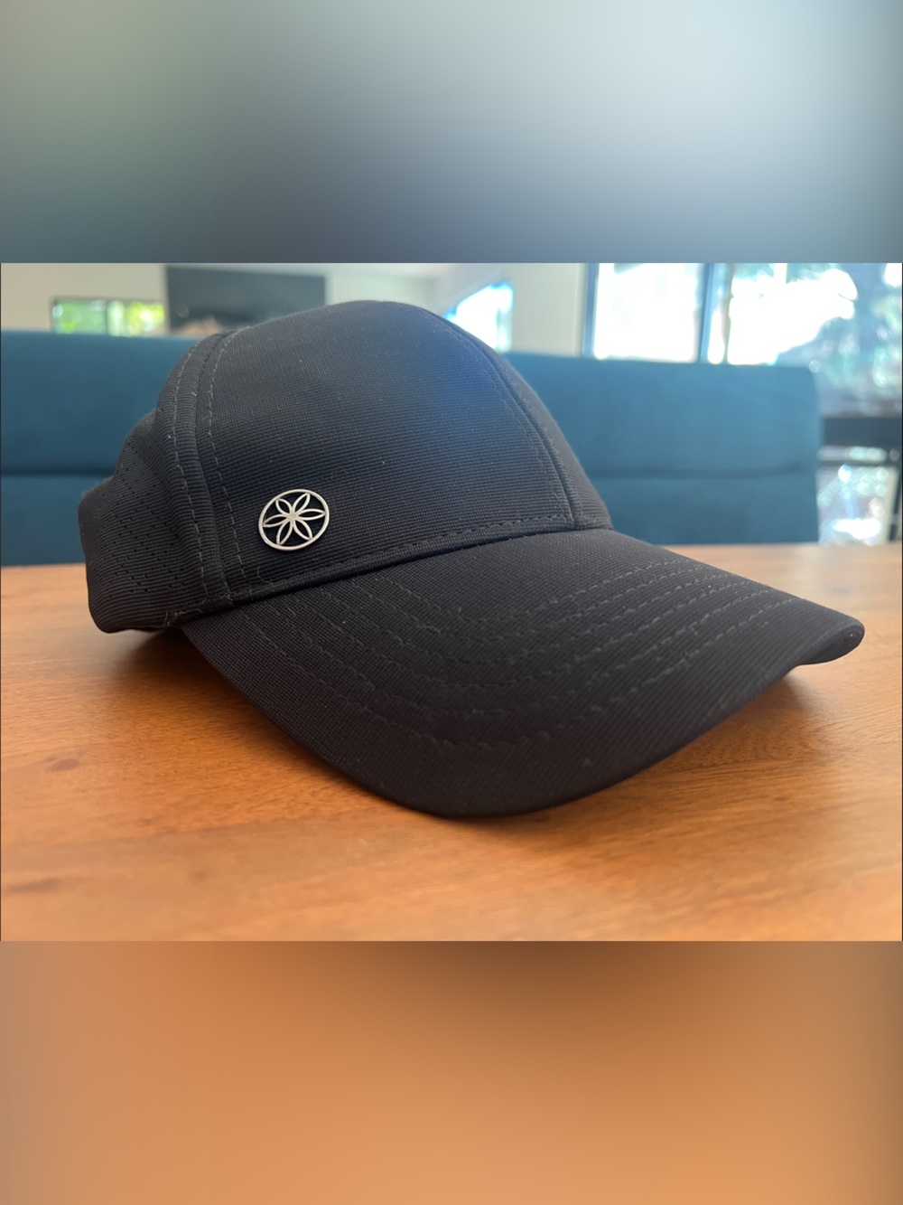 Women's Black Baseball Cap with Decorative Silver logo